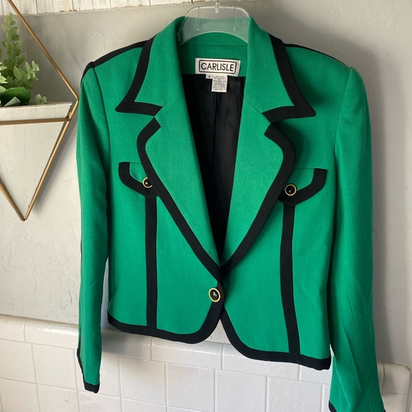 Carlisle Jackets & Blazers - Vintage Carlisle Emerald and Black Women's Blazer
